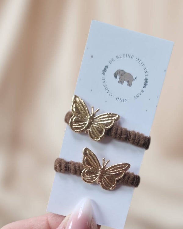 Haarelastiekjes Baby - Vlinders / Goud