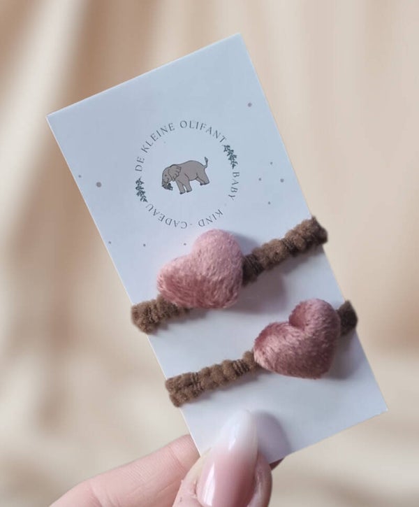 Haarelastiekjes Baby - Hartjes / Donker Roze