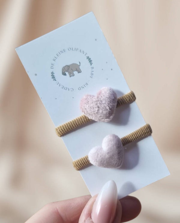 Haarelastiekjes Baby - Hartjes/Roze