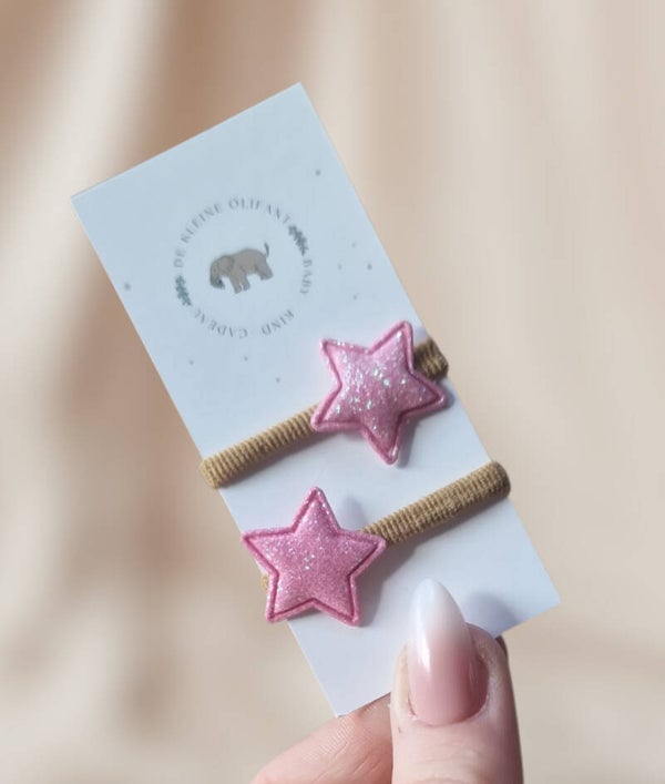 Haarelastiekjes Baby - Glitter/Roze/Sterren