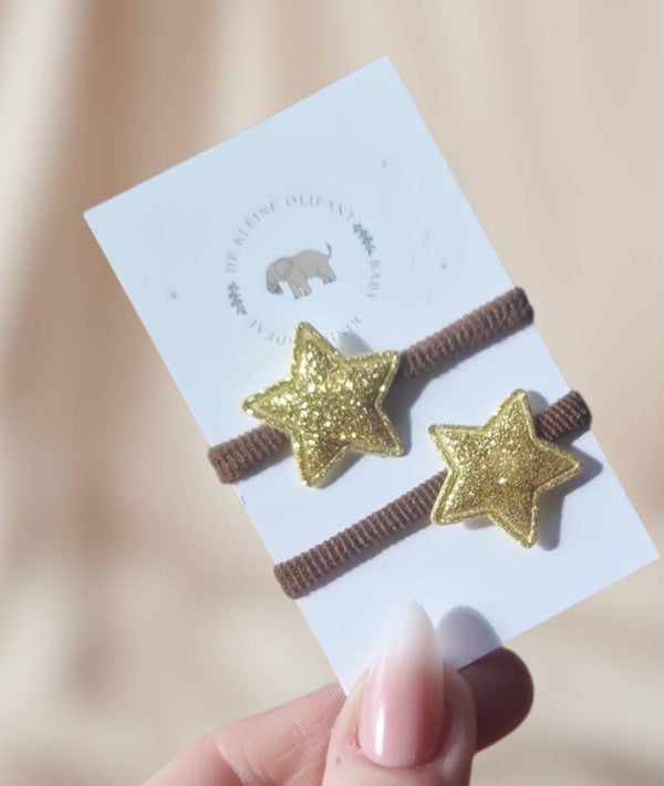 Haarelastiekjes Baby - Sterren Glitter/Goud