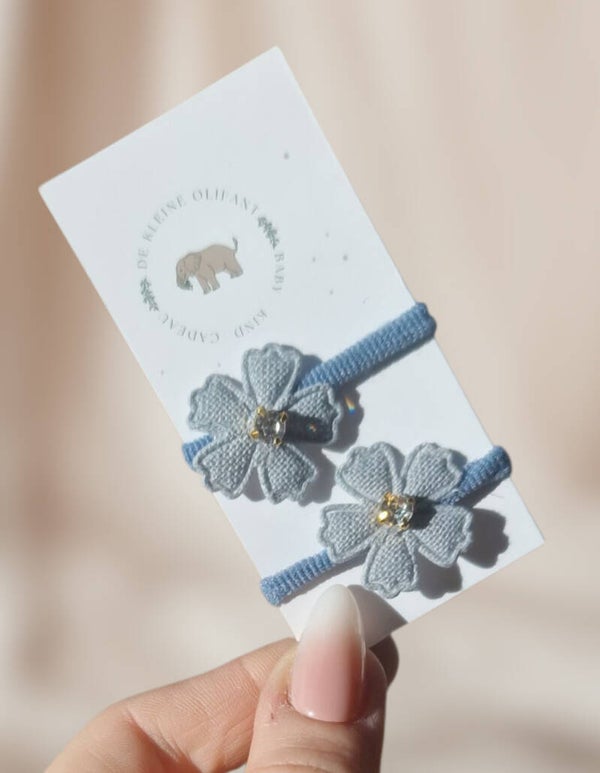 Haarelastiekjes Baby - Bloem/Grijs