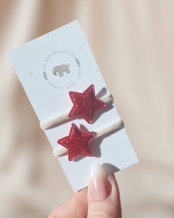 Haarelastiekjes Baby - Sterren Rood/Glitter