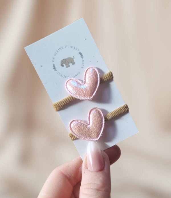 Haarelastiekjes Baby - Glim/Roze/Hartjes
