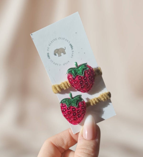 Haarelastiekjes Baby - Glitter/Aardbei