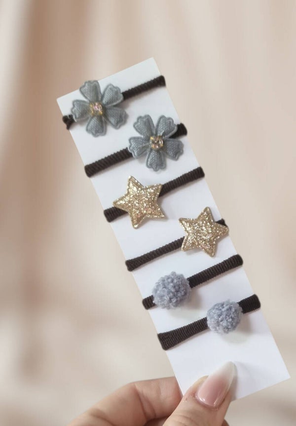 Haarelastiekjes Baby Set - Grijs / Goud