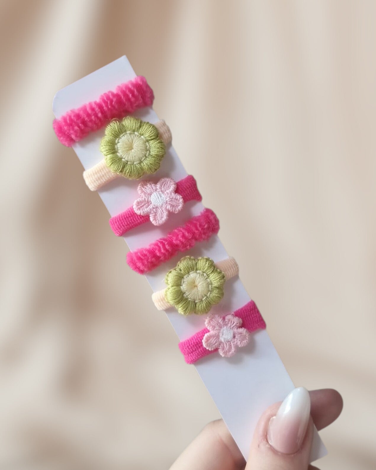 Haarelastiekjes Baby Set - Knal Roze / Groen