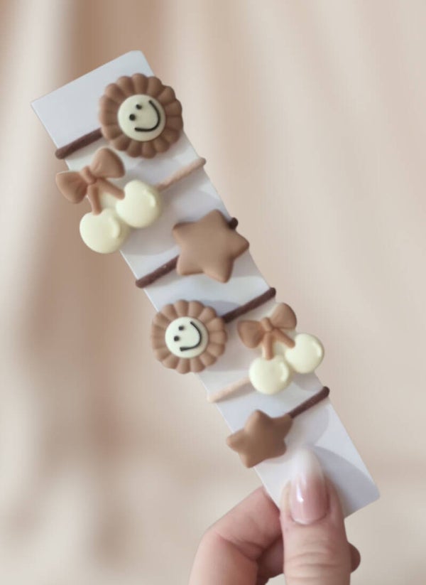 Haarelastiekjes Baby Set - Bruin/Creme