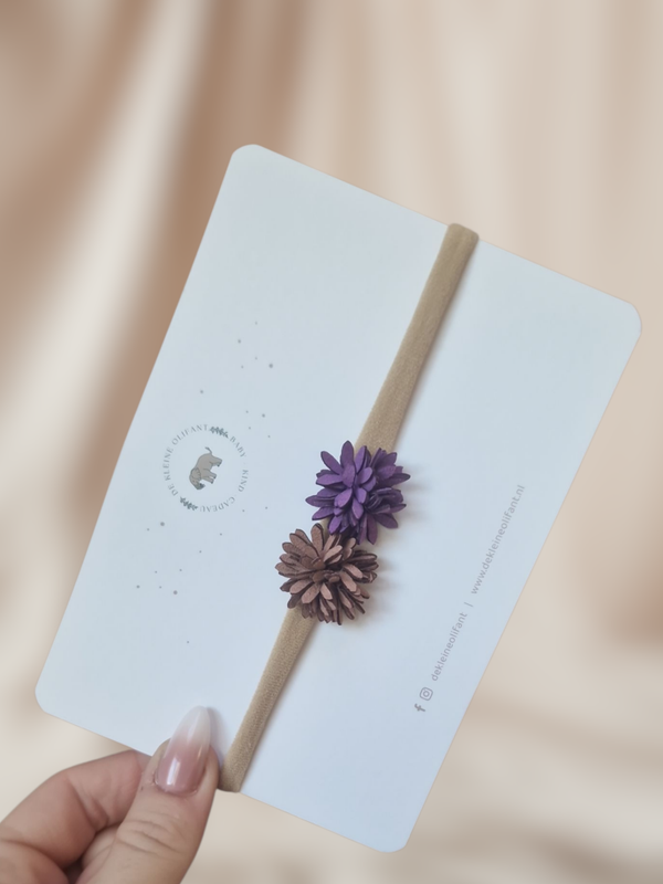 Haarband Baby - Bloemetjes - Bruin/Paars