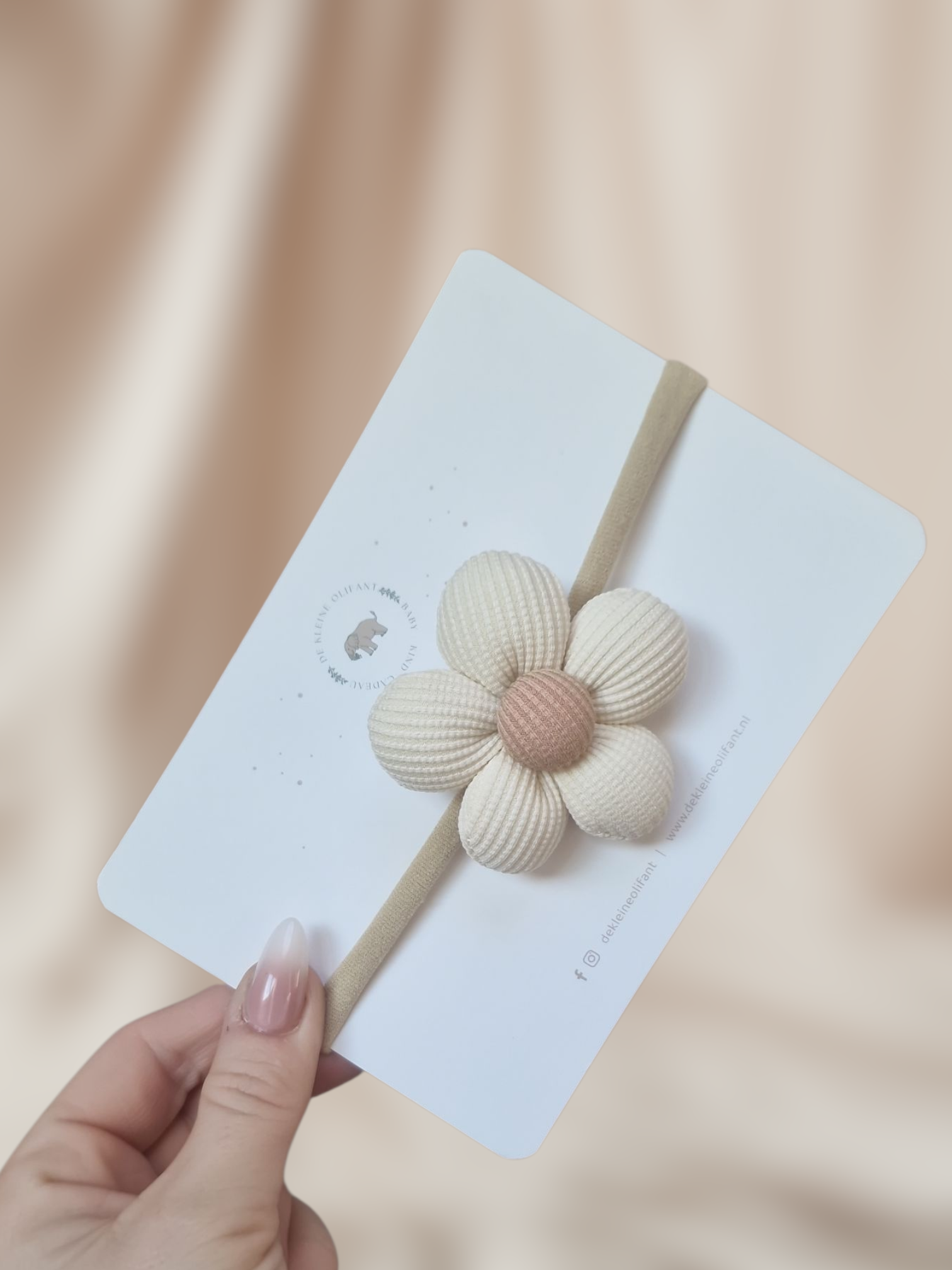 Haarband Baby - Grote Bloem - Crème/Bruin