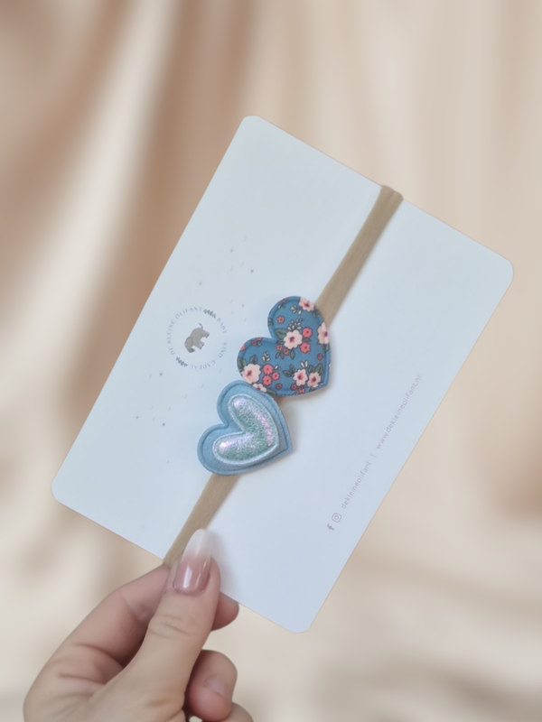 Haarband Baby - Hartjes - Blauw