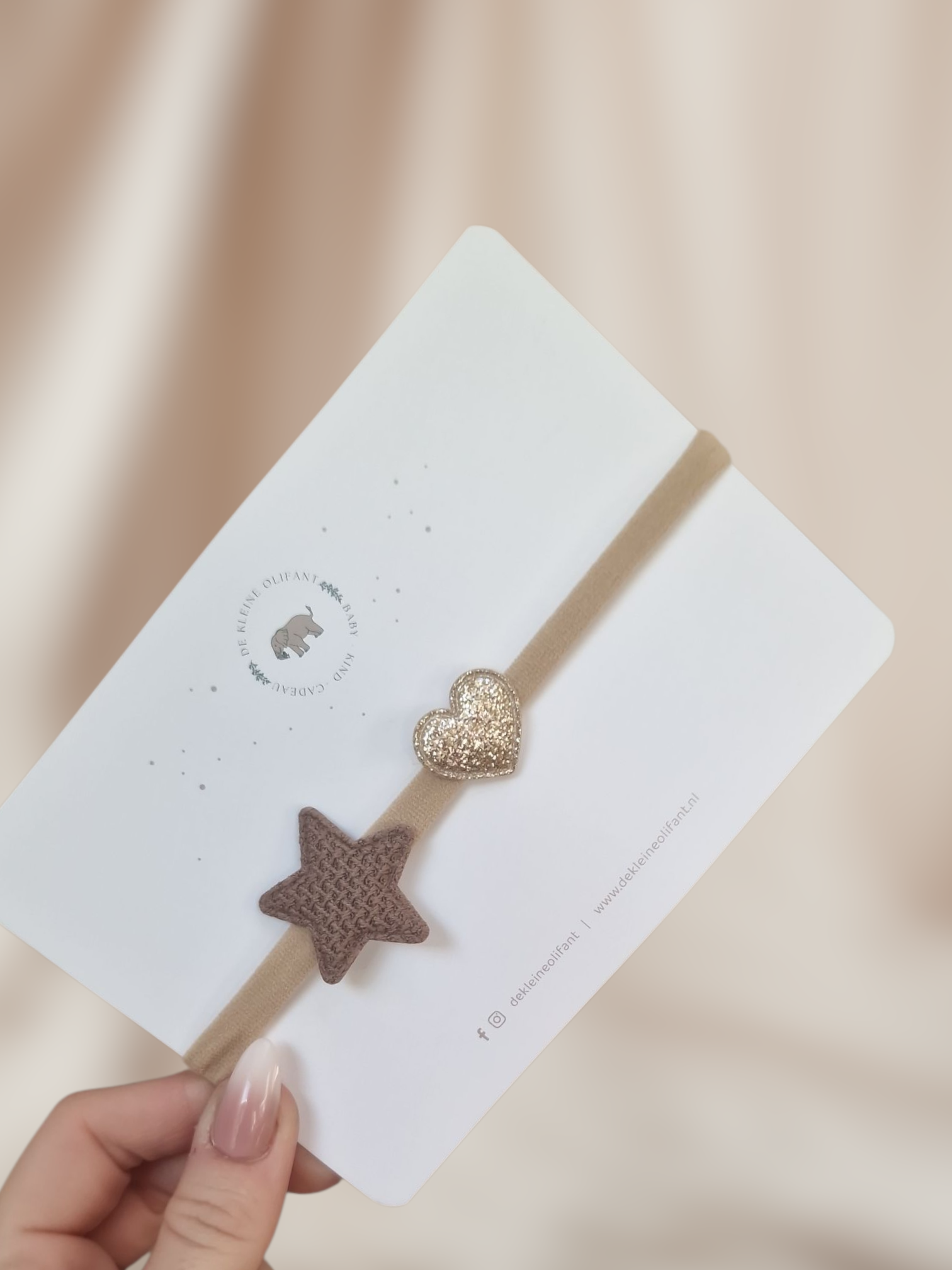 Haarband Baby  Ster/Hartje - Bruin/Goud