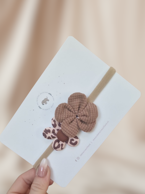 Haarband Baby - Bloemen - Bruin Wafel