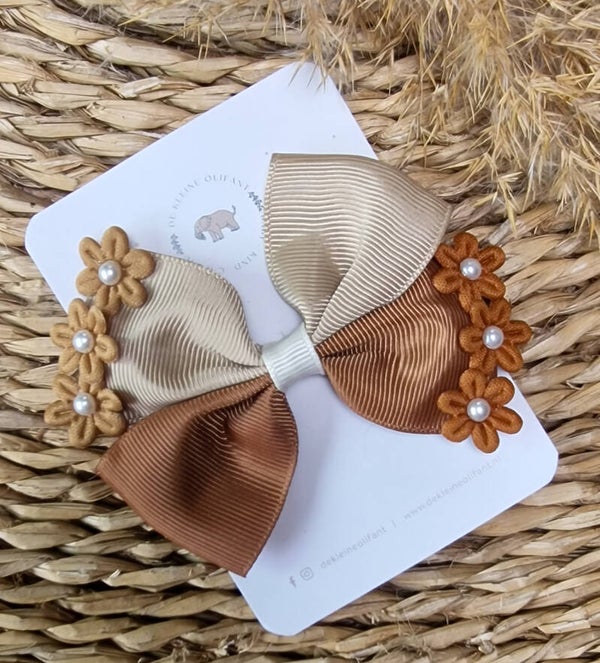 Haarspeld Kind - Grote Strik - Bruin/Beige