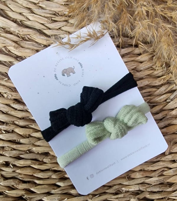 Haarelastiekjes Kind- Strikjes - Bruin/ Groen