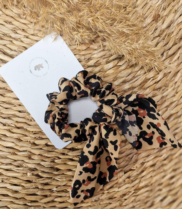 Haarelastiekje Kind - Strik - Panter/ Oranje
