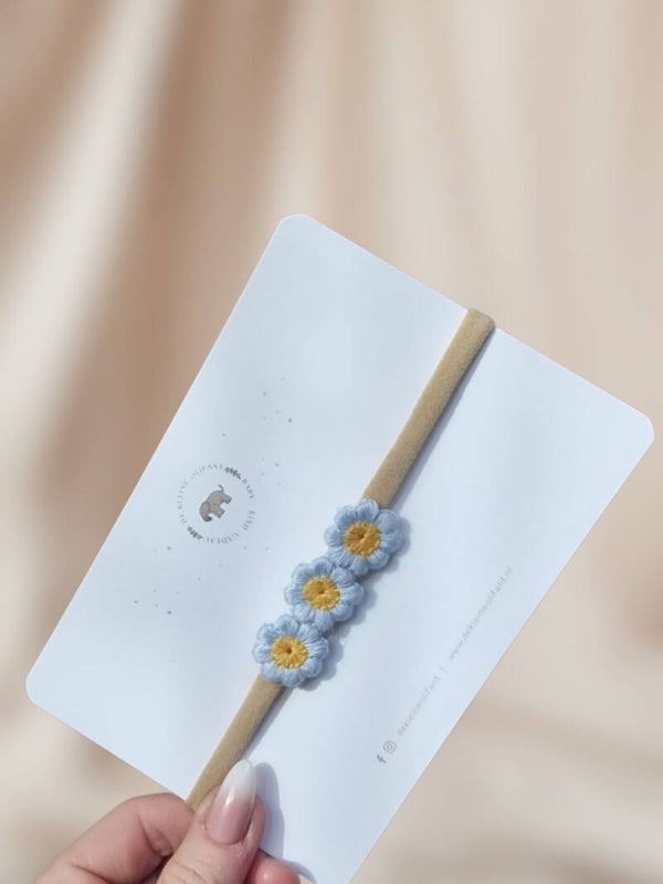 Haarband Baby - Bloemetjes - Blauw/Geel