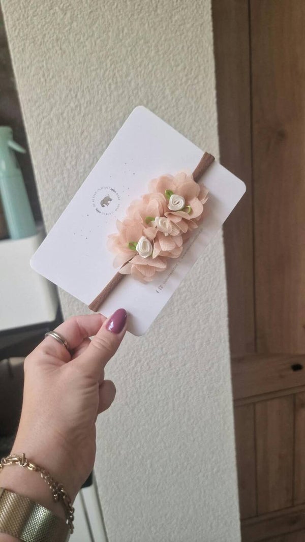 Haarband Baby - Bloemen - Zacht Roze