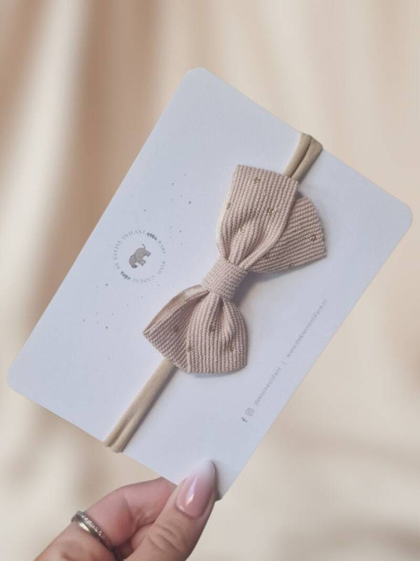 Haarband Baby - Strikje - Bruin/Glitter