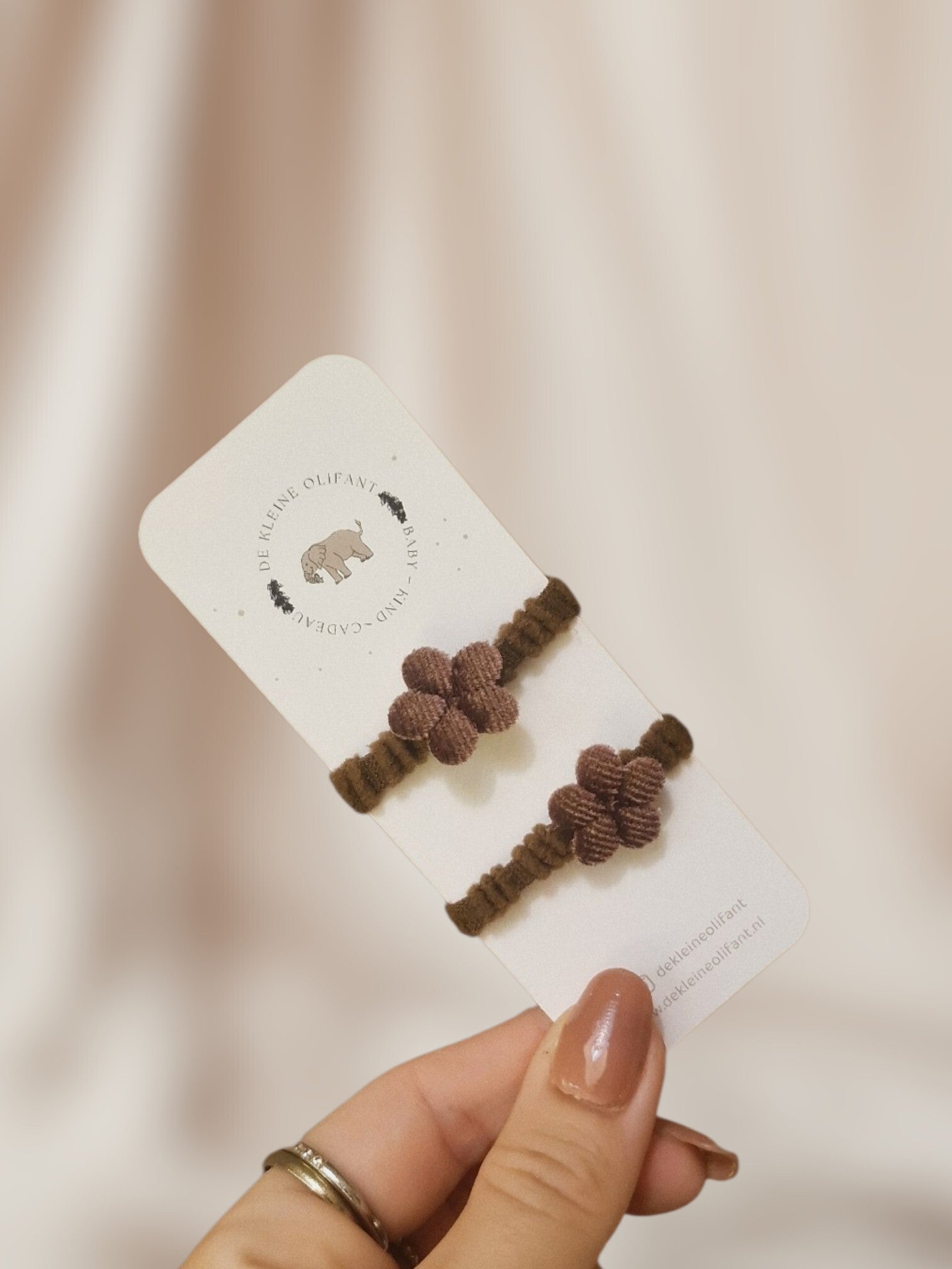 Haarelastiekjes Baby - Bloemetje - Fluffy/Bruin