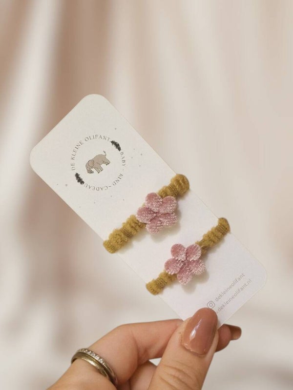 Haarelastiekjes Baby - Bloemetje - Fluffy/Roze