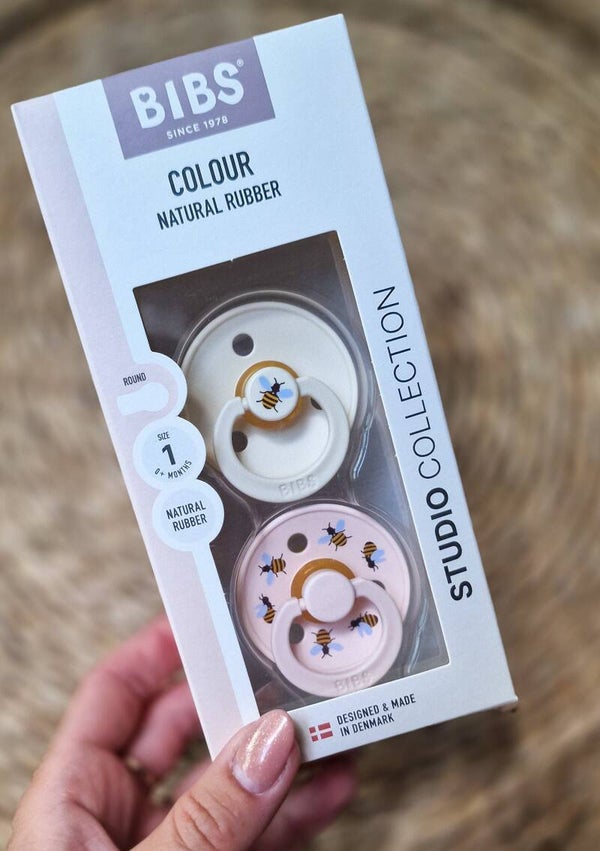 Bibs Spenen 0+ Rond - Bijtjes - Crème/Roze