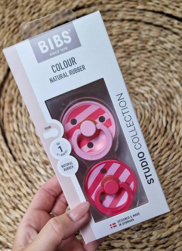 Bibs Spenen 0+ Rond - Strepen/Roze