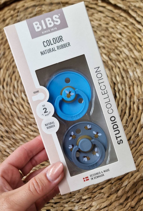 Bibs Spenen 6+ Rond - Bijtjes - Blauw
