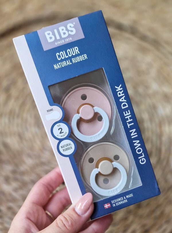 Bibs Spenen 6+ Rond  - Glow In The Dark - Roze/Bruin