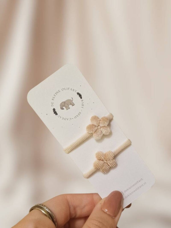 Haarelastiekjes Baby - Bloemetje - Crème