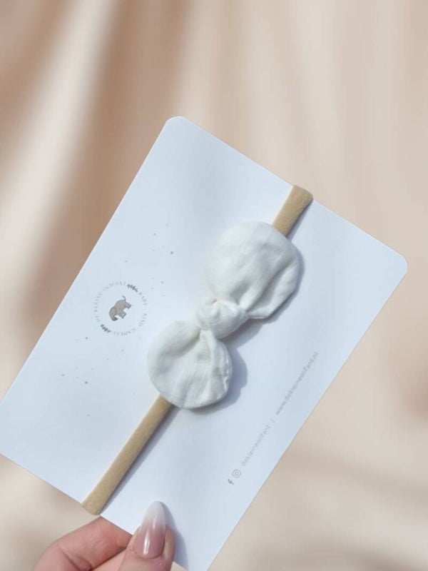 Haarband Baby - Linnen Strikje - Wit