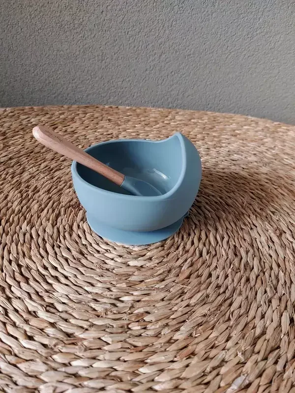 Siliconen Kom Met Lepel - Blauw