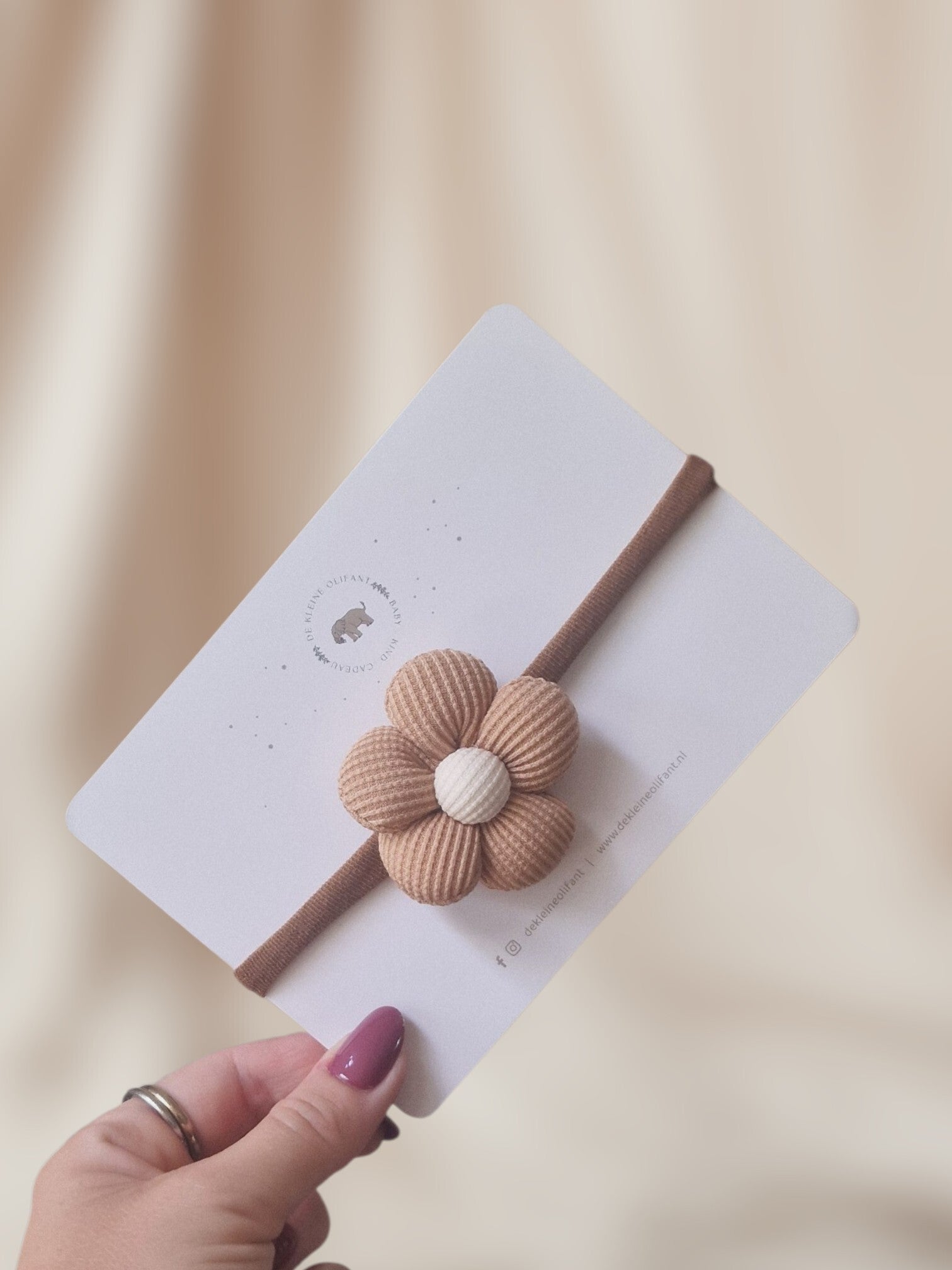 Haarband Baby - Bloem - Taupe/Creme