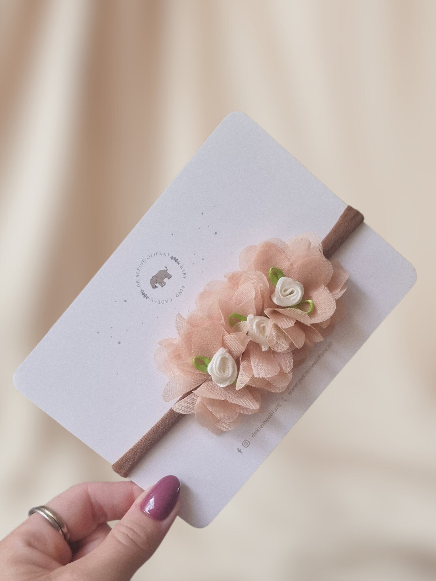 Haarband Baby - Bloemen - Zacht Roze