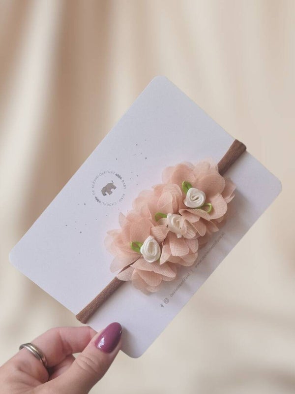Haarband Baby - Bloemen - Zacht Roze