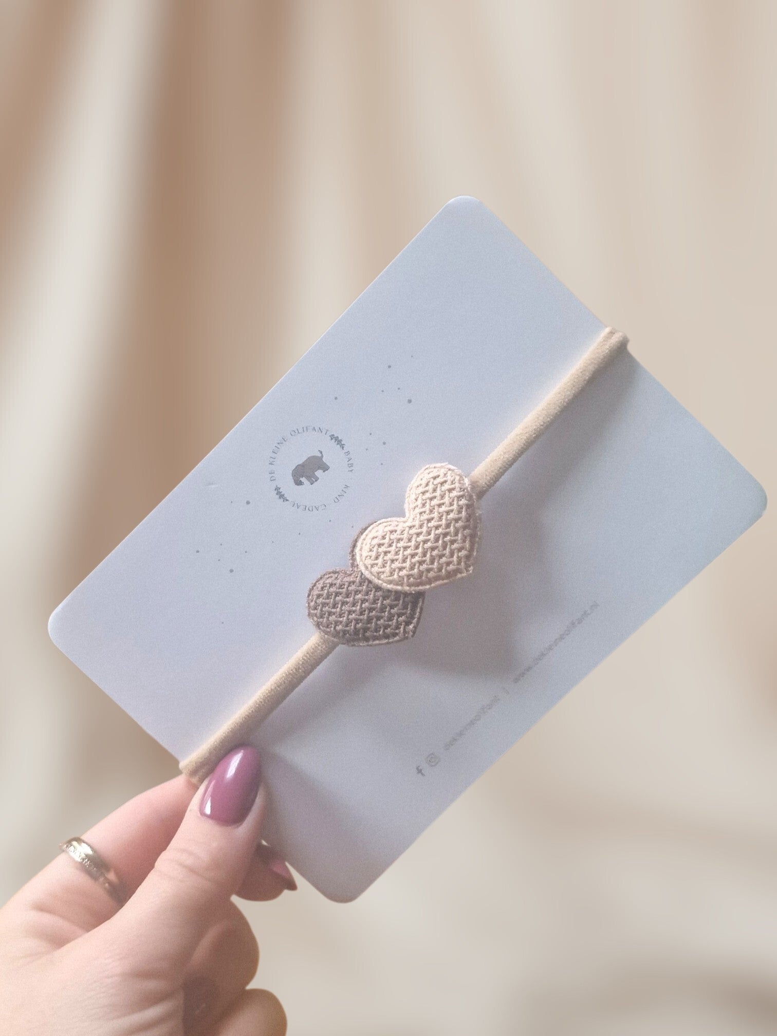 Haarband Baby - Hartjes - Bruin/Taupe