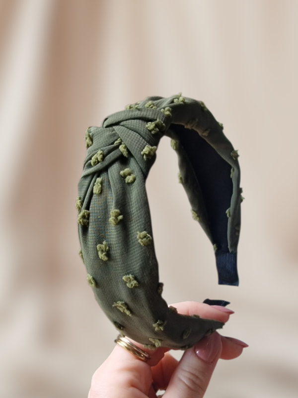 Haarband Knoop - Dots / Groen
