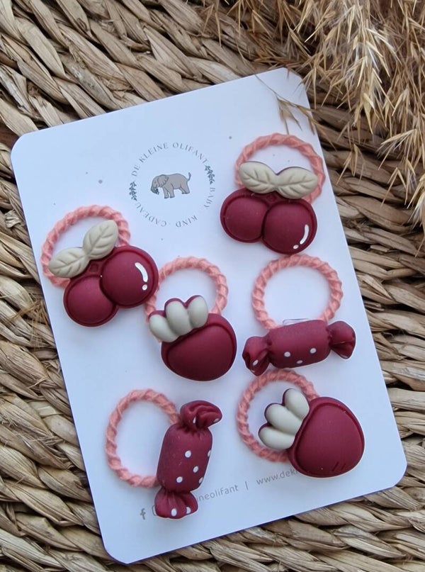 Haarelastiekjes Baby Set - rood/Roze