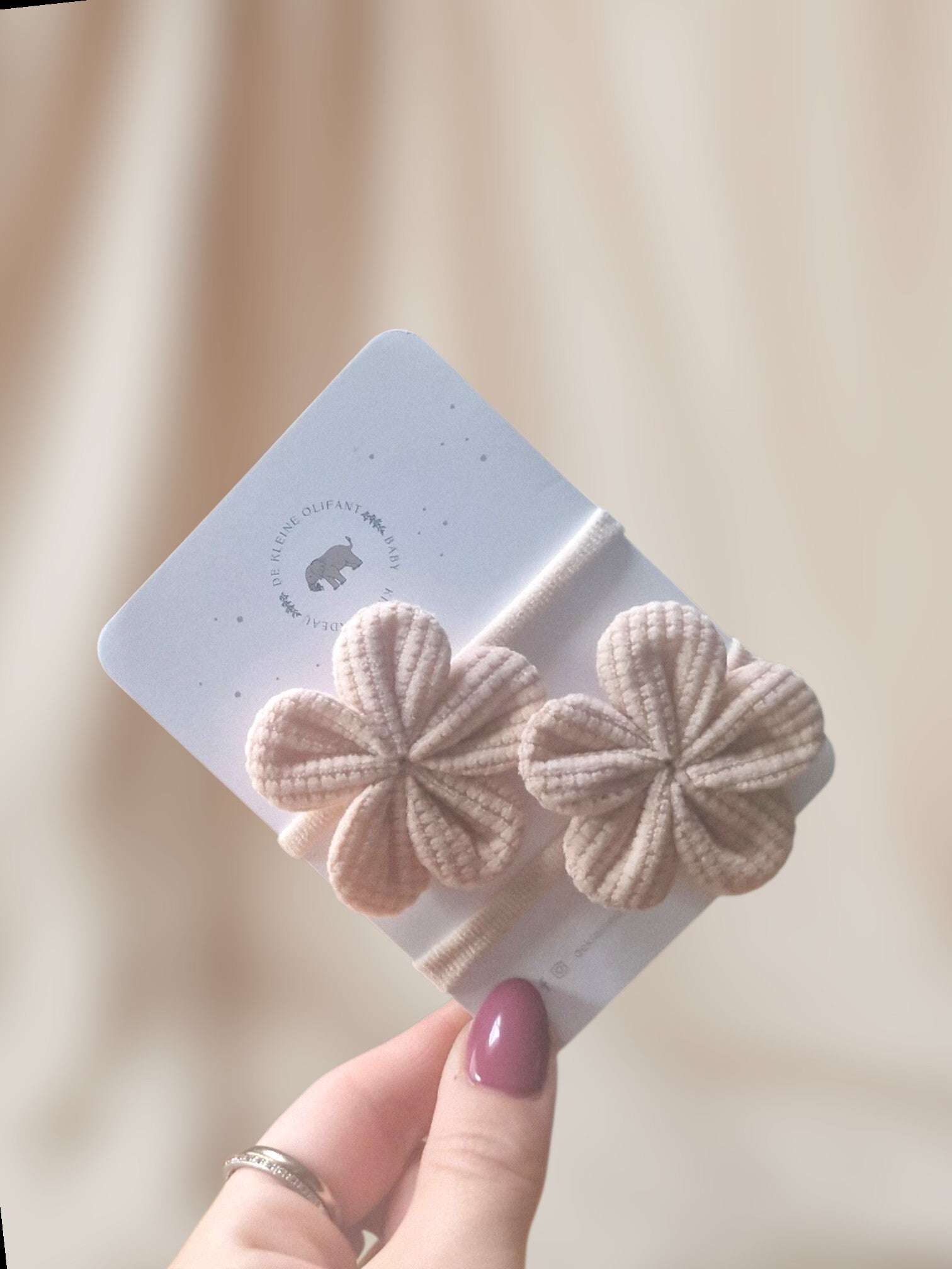 Haarelastiekjes Kind - Bloemen - Beige