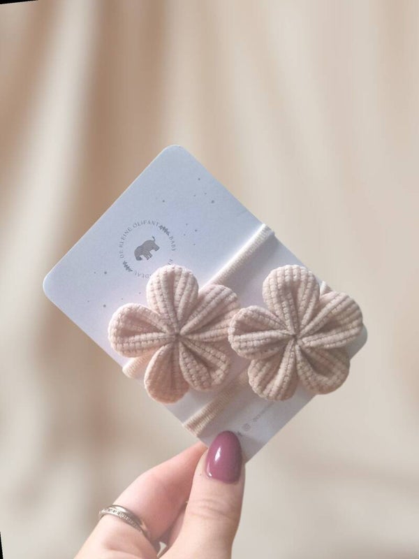 Haarelastiekjes Kind - Bloemen - Beige