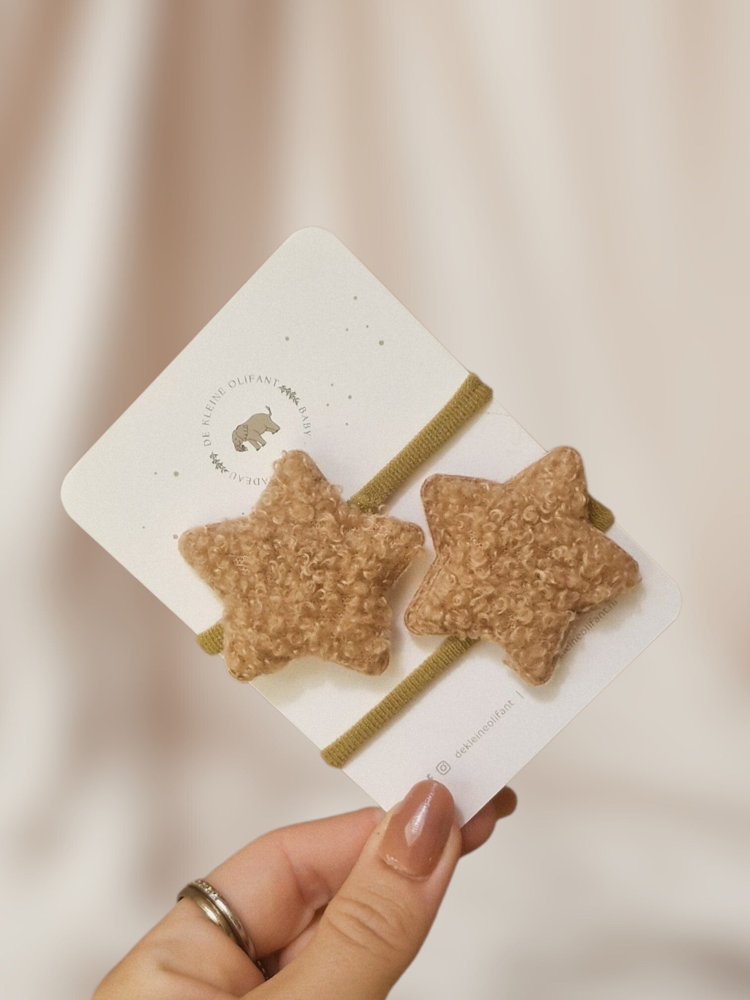 Haarelastiekjes Kind - Sterren - Teddy/Beige