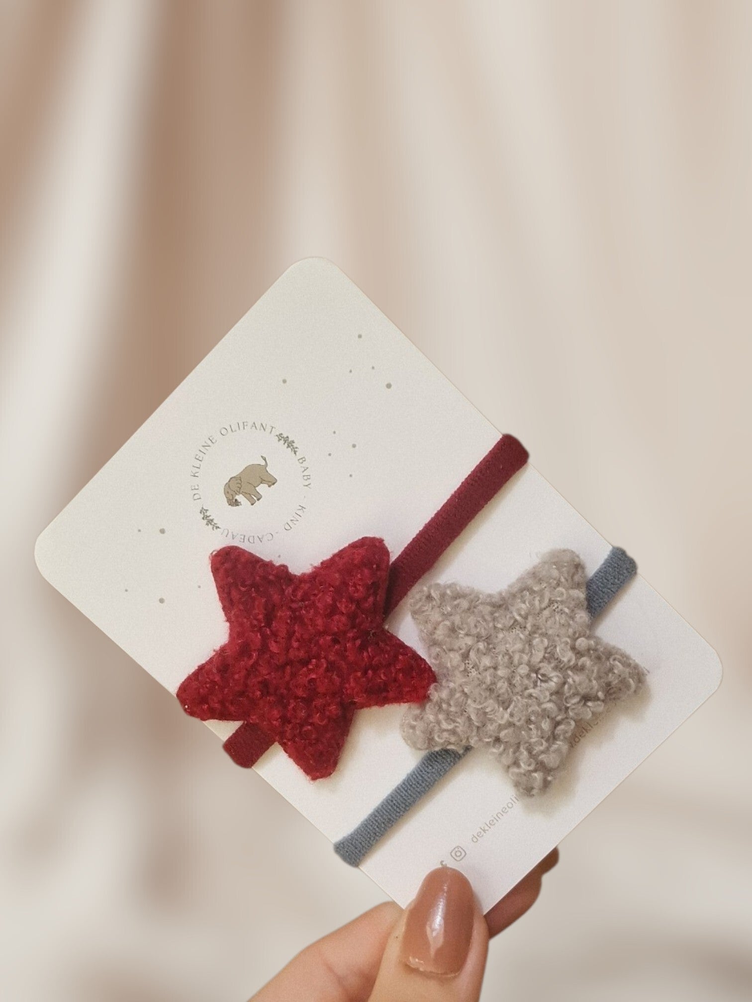 Haarelastiekjes Kind - Sterren - Teddy/Rood/Grijs