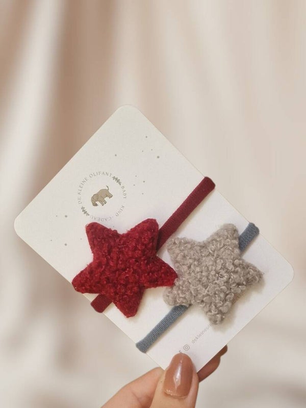 Haarelastiekjes Kind - Sterren - Teddy/Rood/Grijs