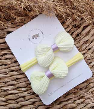 Haarelastiekjes Kind- Strik - Paars / Geel