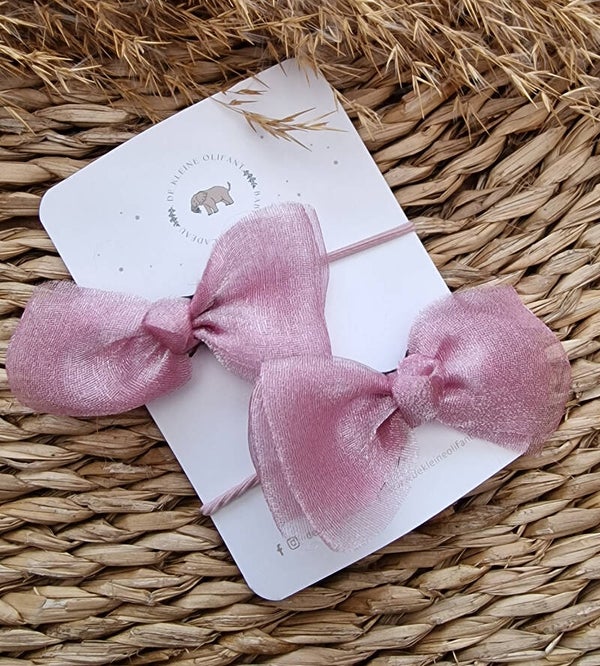 Haarelastiekjes Kind - Strikje - Roze / Glitter