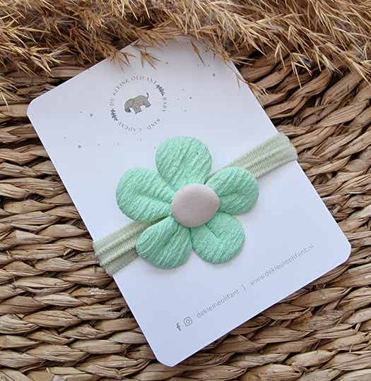 Haarelastiekje Kind - Bloem- Groen / Crème