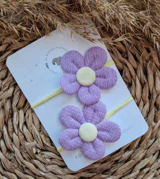 Haarelastiekjes Kind - Bloem - Paars/Geel