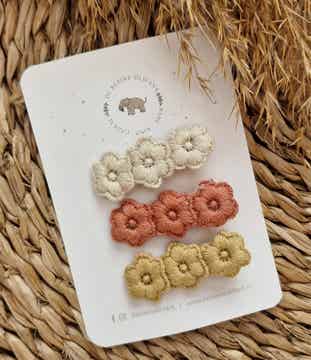 Haarspeldjes Kind - Bloemen - Oranje/Geel/Wit