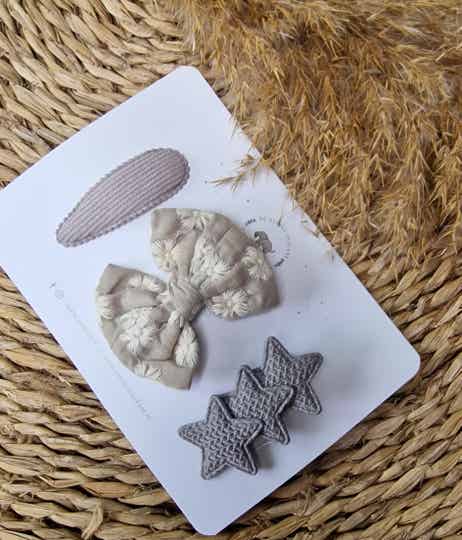 Haarspeldjes Kind  - Grijs - Ster/Strik/Neutraal