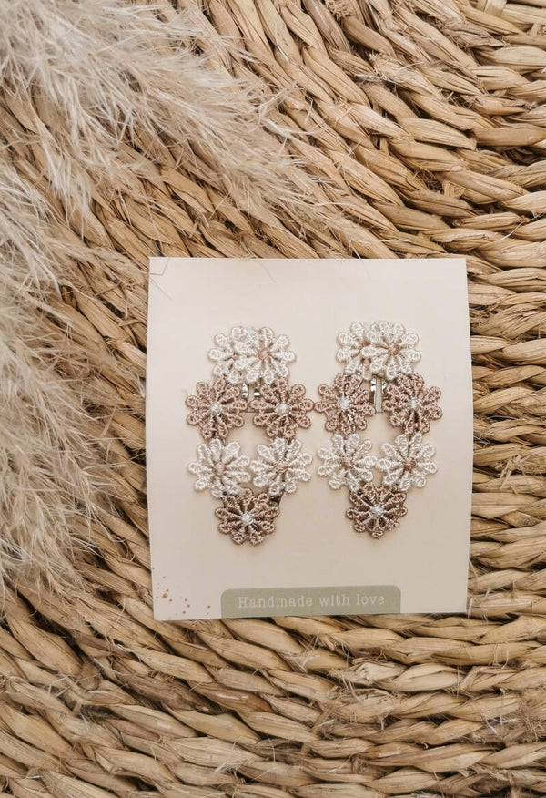 Haarspeldjes Kind- Beige/Neutrale Bloem